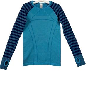 Ivivva by Lululemon Girl’s Swiftly Tech Fly Knit Long Sleeve Shirt Size 10 Blue